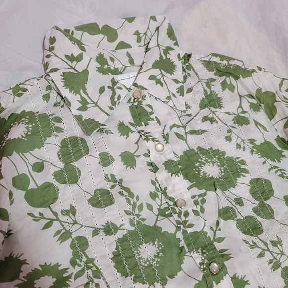 KAMISETA green floral print botton down shirt - Picture 2 of 4